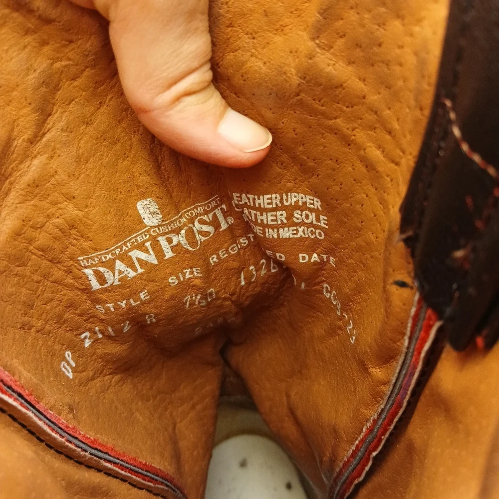 Dan Post Western Leather Cowboy Boots Cherry - Picture 7 of 9